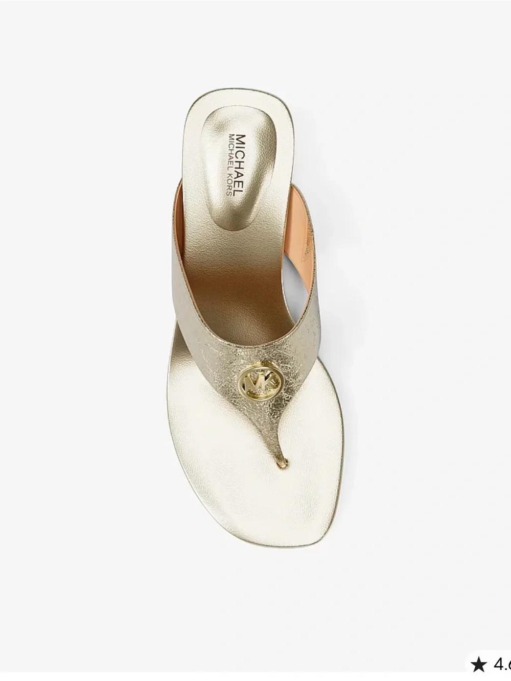 Michael Kors Metallic Gold Thong Sandals with Logo Medallion